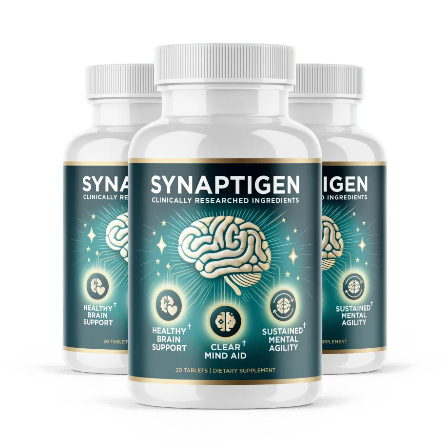 Synaptigen three bottles for neurotransmitter support